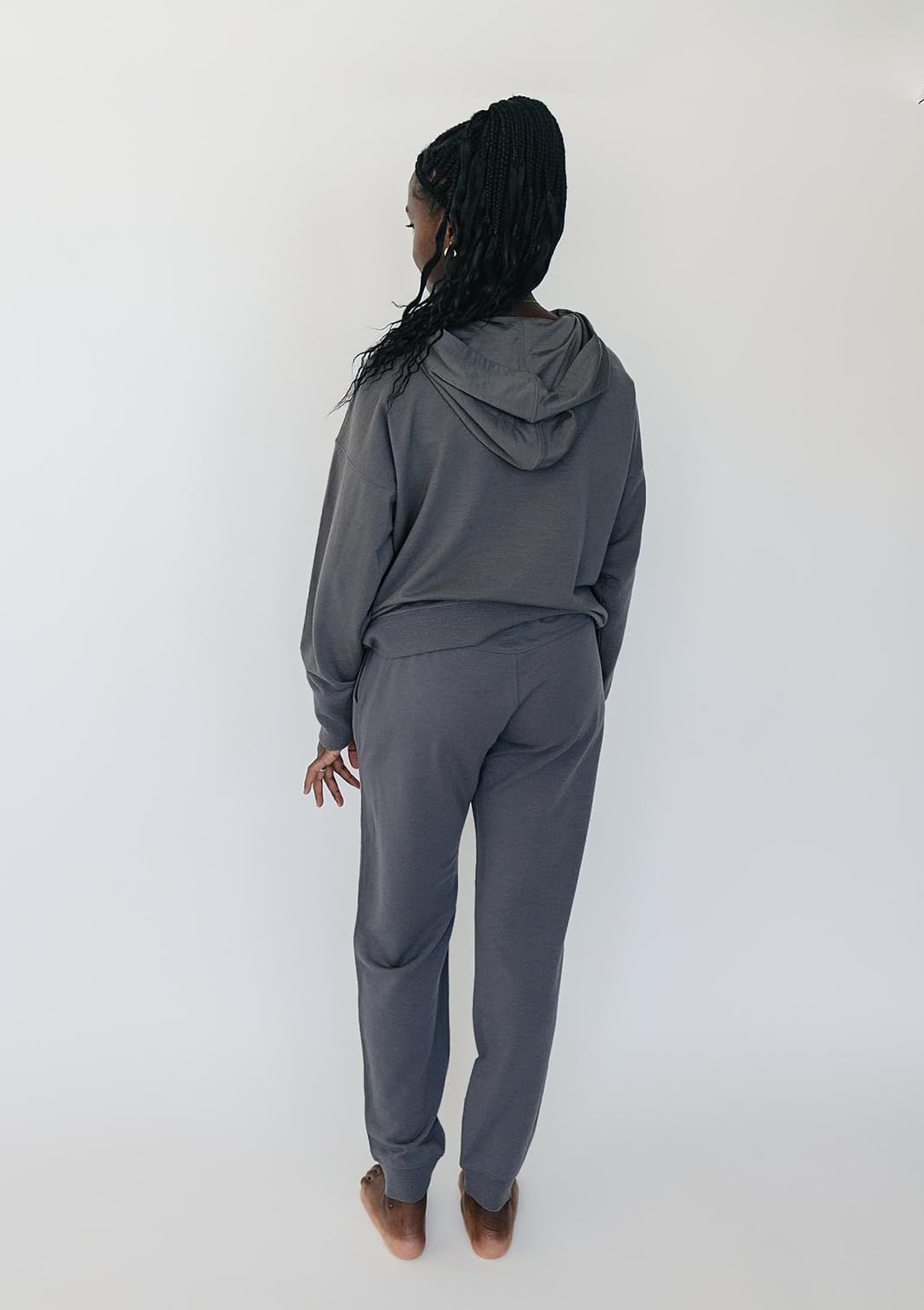 Woolino Merino Wool Women Joggers with Pockets, Athletic Pants for Women, Sweatpants for Running, Traveling, Hiking, Gray, Medium