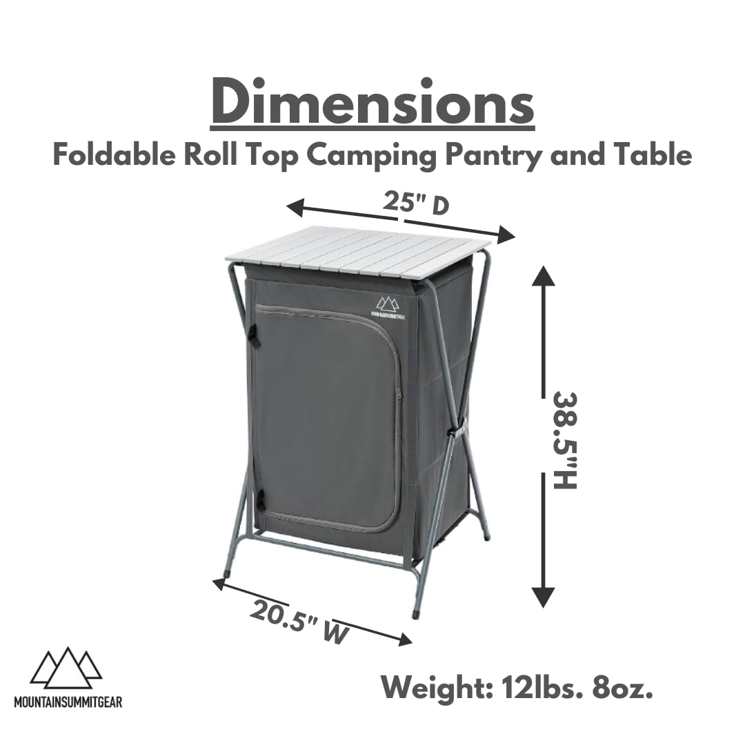 MOUNTAIN SUMMIT GEAR Foldable Roll Top Camping Pantry and Table, Made by Caddis Sports