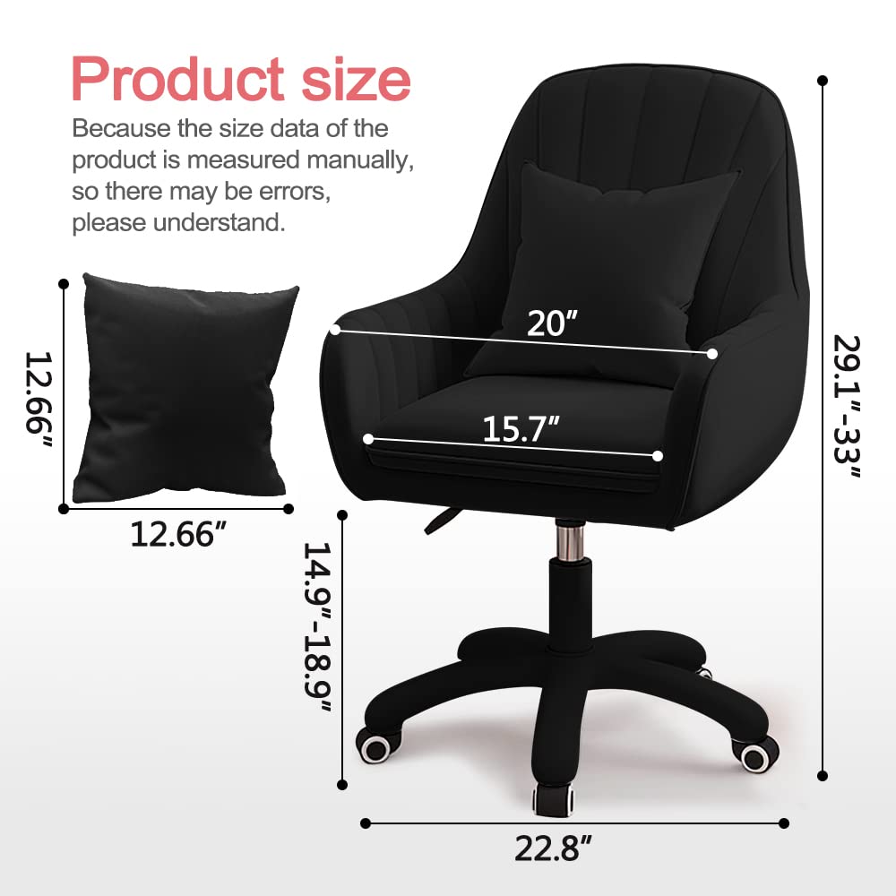 XUEGW Home Office Chair Computer Chair with Mid-Back Upholstered Modern Tufted Computer Task Chair Swivel Height Adjustable Velvet Accent Chair Suitable for Bedroom, Study