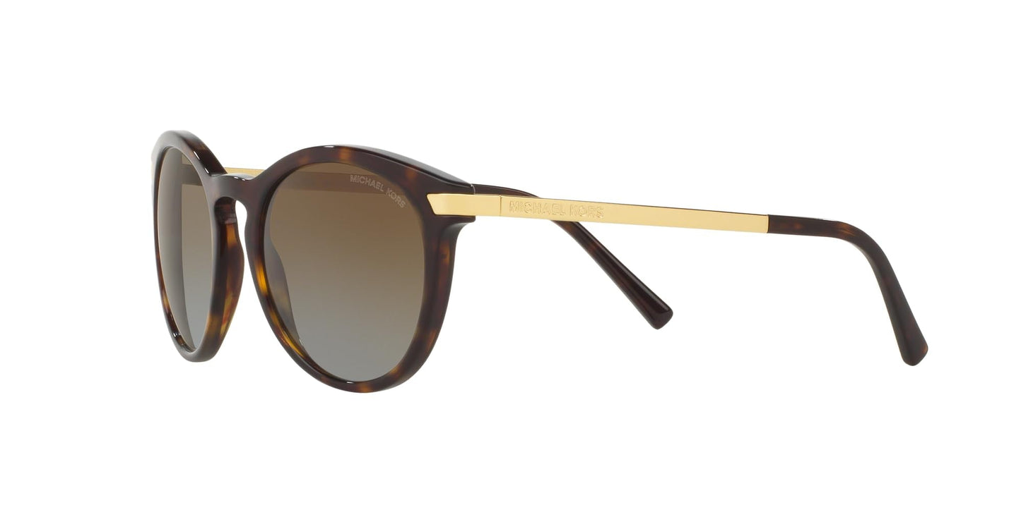 Michael Kors MK2023 Adrianna III Round Sunglasses, Dark Tortoise/Brown Gradient Polarized, 53 mm