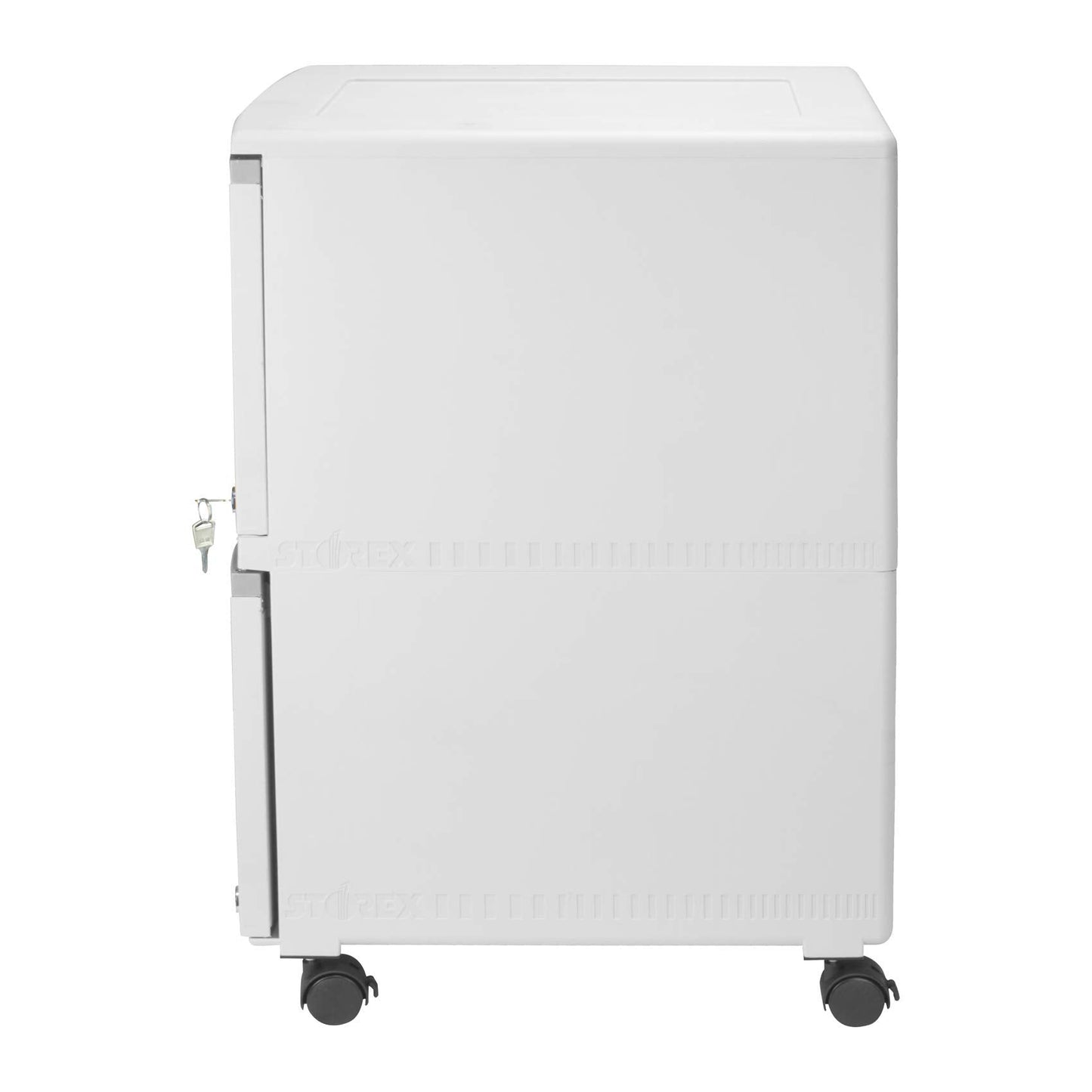 Storex Two-Drawer Mobile File Cabinet with Lock, 14.8 x 18 x 26-Inch, Gray (61301B01C)