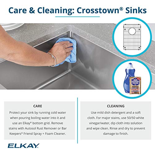 Elkay EFRU131610T Crosstown Single Bowl Undermount Stainless Steel Kitchen Sink, Polished Satin,16 x 19 x 10