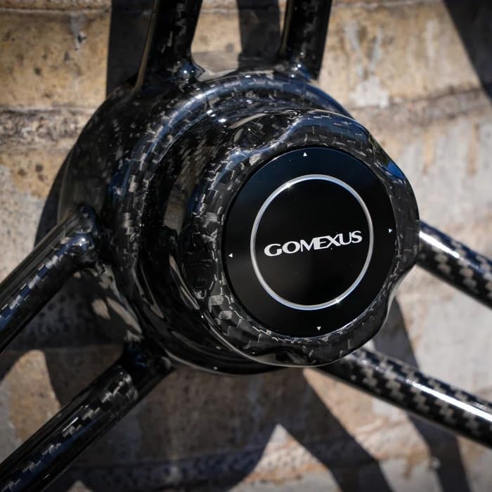 Gomexus Boat Steering Wheel Real Carbon Fiber 13.5″ Skiff Wheel 3K Carbon Universal Fit Easy Installation