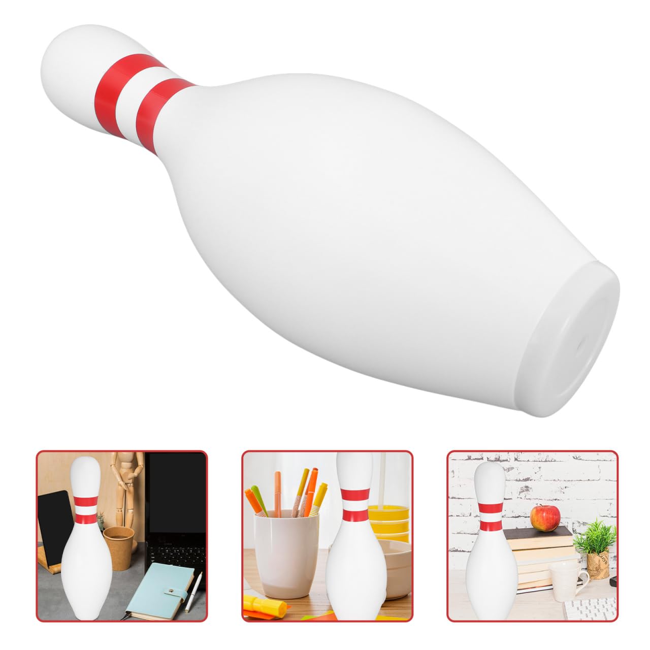 15 Inch Bowling Pin Piggy Bank for Kids, Large White Plastic Money Saving Jar, Unbreakable Coin Holder for Sports Theme Room Decor & Birthday Souvenir