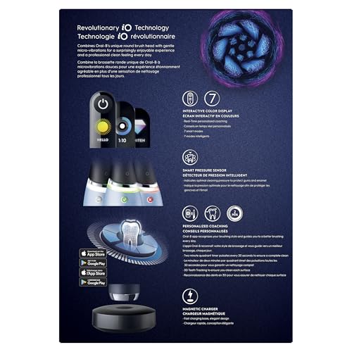 Oral-B iO Series 9 Electric Toothbrush with 4 Brush Heads, Aqua Alabaster