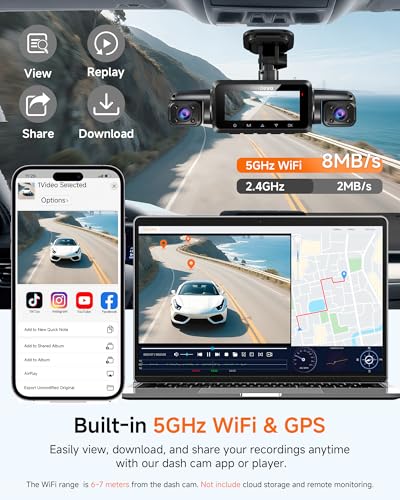 4K STARVIS 2 Dash Cam Front and Rear, 360° 4 Channel Dash Camera for Cars, Car Video Recorder with AI Driver Monitor System, Free 64GB Card, 5GHz WiFi GPS, WDR Night Vision HDR,24H Parking Mode(N900)