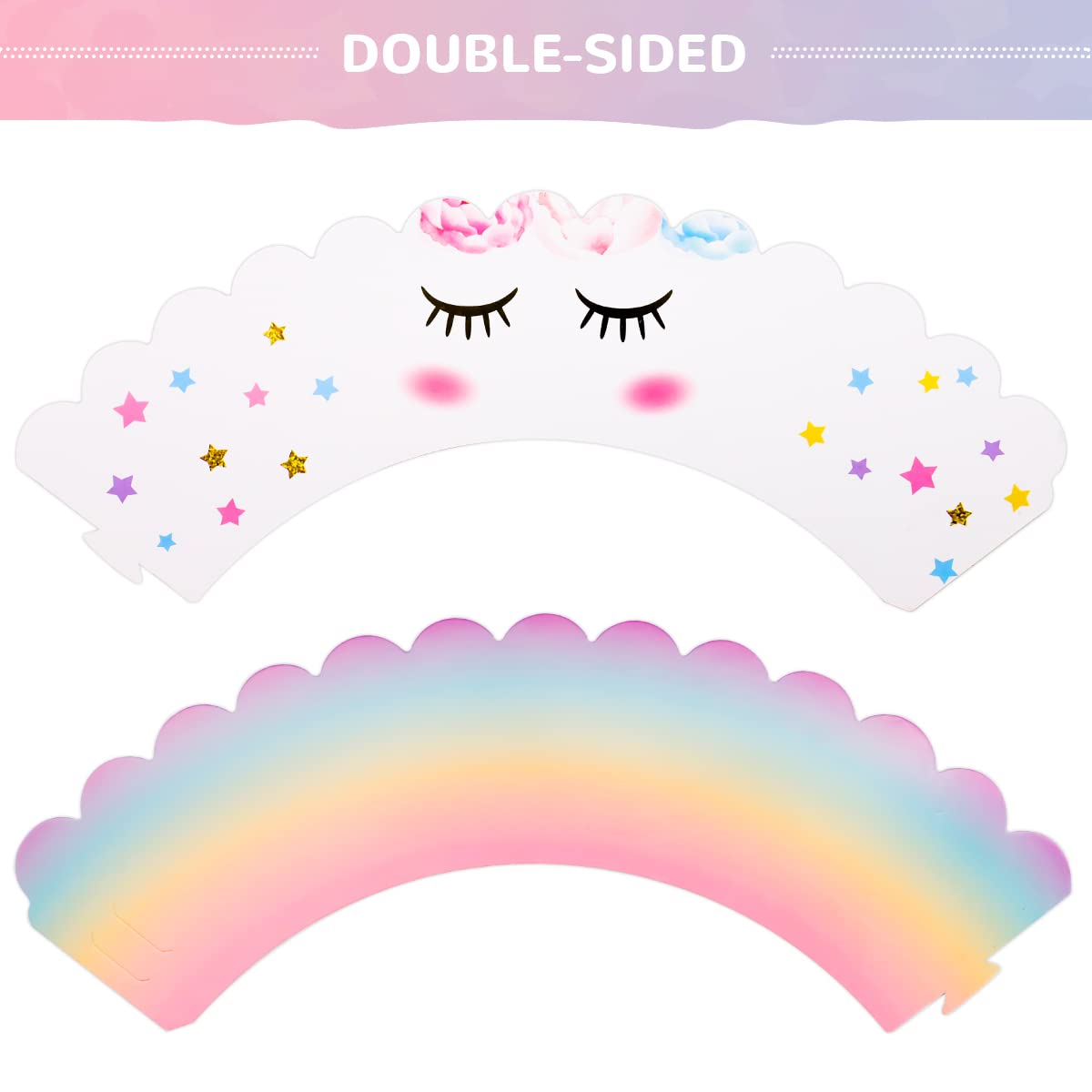 Unicorn Cake Decorations, Double-sided Unicorn Cupcake Wrappers & Toppers, 3-Tier Cake Stand, Unicorn Cake Topper for Unicorn Themed Parties, 68pcs