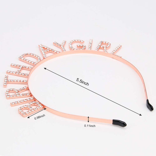 AOPRIE Birthday Girl Crown for Women with Sash Rose Gold Tiara for Women Headband Princess Crown Rhinestone Happy Birthday Accessories