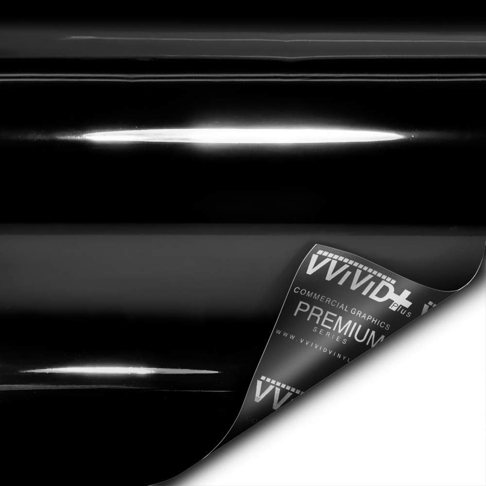 VViViD+ Ultra Gloss Premium Vinyl Car Wrap Film (15ft x 5ft, Gloss Piano Black)