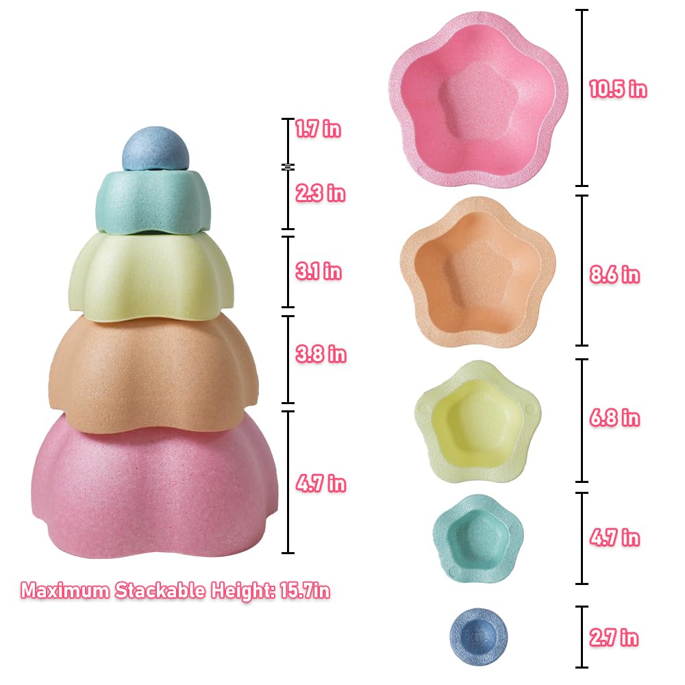 Toddler Stepping Stones, Stimulate Children's Creativity and Imagination, Improve Their Balance and Motor Skills, Flower-Shaped Stepping Stones (Pink &Blue