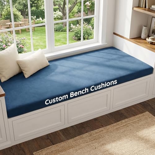 Vicatiful Custom Size Bench Cushion for Indoor/Outdoor Patio Furniture/Chair/Window Seat, Filling High-Resilience Foam (Customize Size/Color/Thickness)