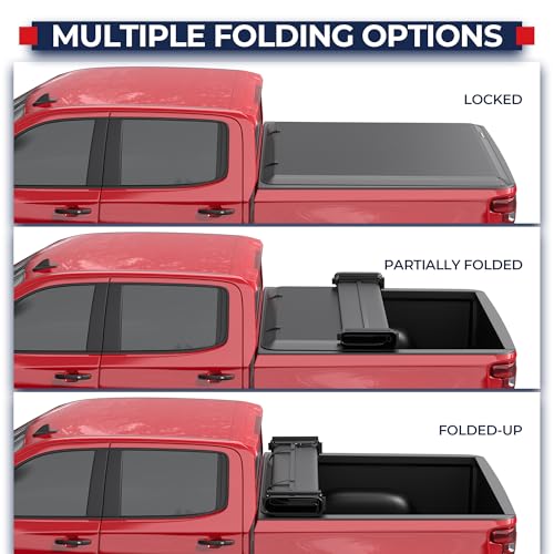 MOSTPLUS Quad Fold Soft Truck Bed Tonneau Cover Compatible for 2014-2019 Chevy Silverado GMC Sierra 1500 2015-2018 Silverado Sierra 2500 3500 HD 6.5/6.6 FT Bed Fleetside On Top
