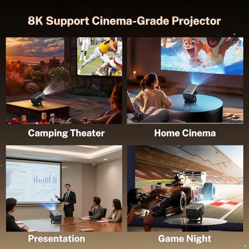 [4K Support/2000 ANSI/AI Visual Calibration] X7 Native 1080P Smart Projector with Android 14 OS,Compatible with Netflix YouTube,AI Auto Focus&Keystone,WiFi,Bluetooth,200" Display Black&Slate Gray