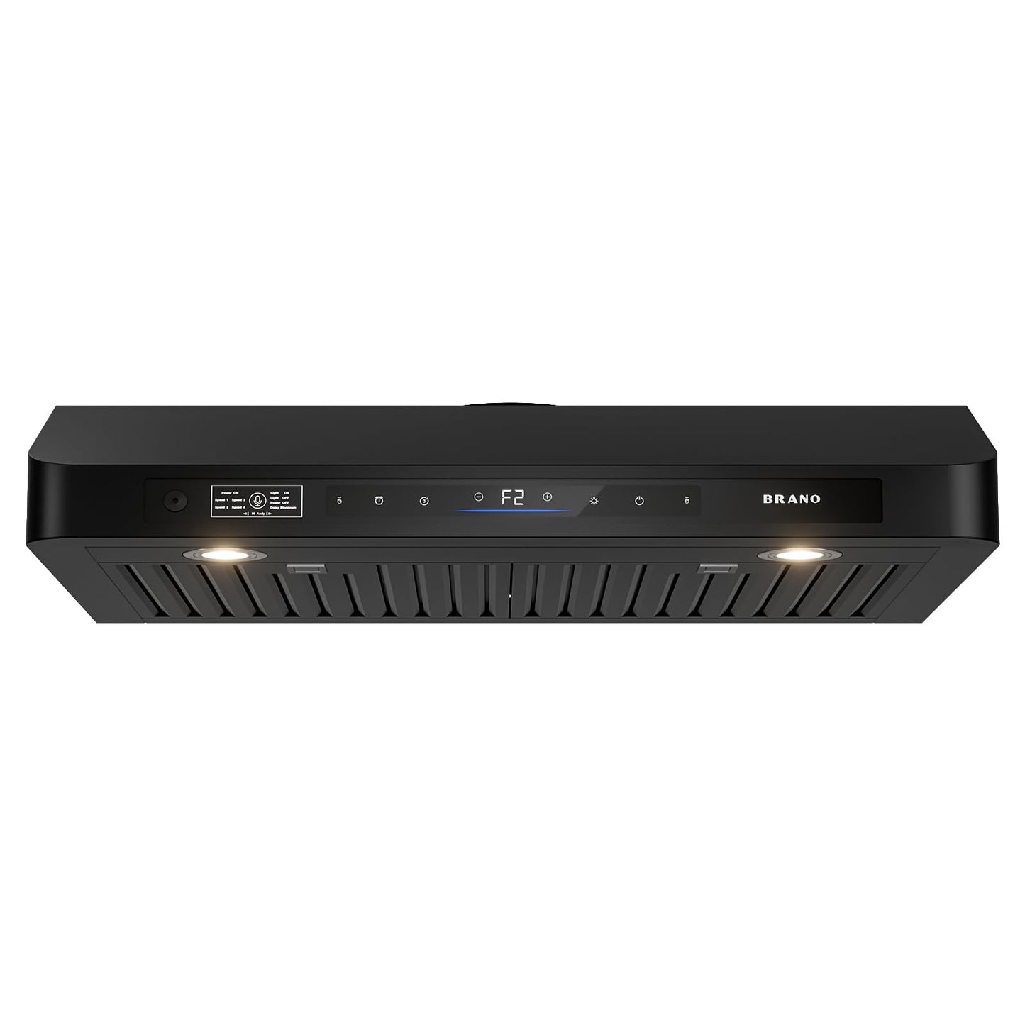BRANO 30 Inch Under Cabinet Range Hood with Voice/Gesture/Touch Control, 900 CFM Kitchen Hood with 4-Speed Exhaust Fan, Stainless Steel Stove Hood with LED Lights, Baffle Filters