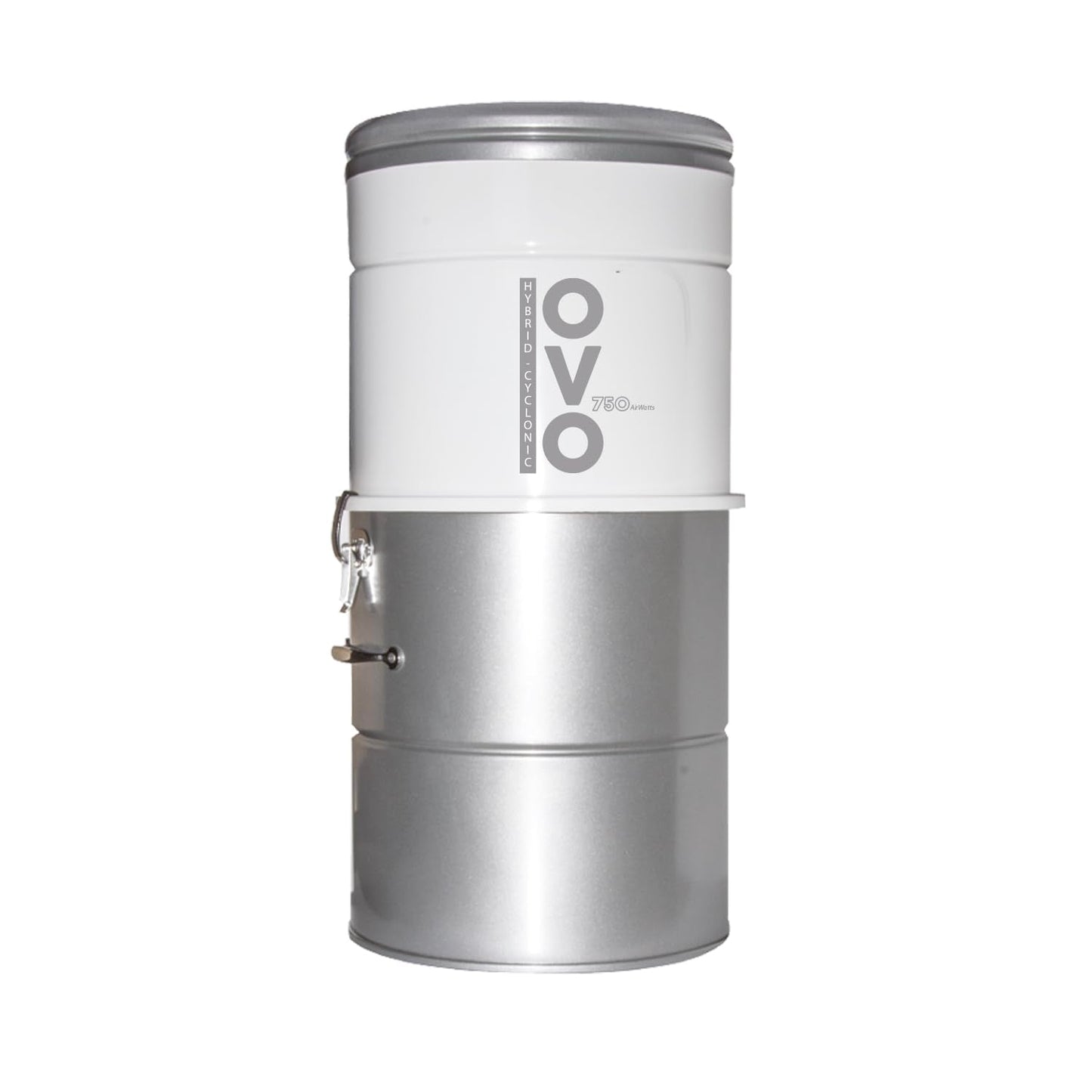 OVO Large and Powerful Central Vacuum System, 700 Airwatts Hybrid Filtration (with or Without Disposable Bags), Covers up to 7500 sq.ft, 6.6 Gal / 25L Bottom Load Rolled Steel Canister