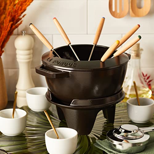 Staub Speciality 40511-972 Fondue Set, Black, 7.9 inches (20 cm), Cast Enamel, Pot, Authentic Japanese Product