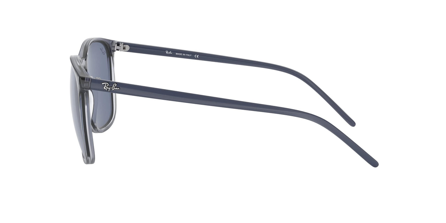 Ray-Ban Unisex RB4387 Square Sunglasses, Transparent Blue/Dark Blue, 56 mm