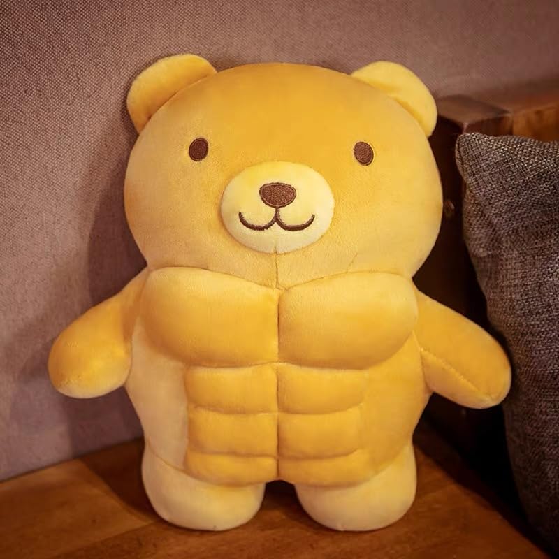 Arkdorz Muscle Teddy Bear Plush Toy,Kawaii Muscle Bear Stuffed Animal Soft Stuffed Plush for Kids Boys Girls