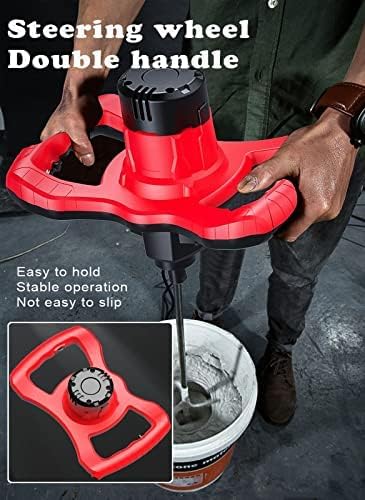 KJZQLMZ Concrete Mixer 3980W 60cm Handheld Mortar Mixer with 6 Speeds and Stainless Steel Paddle