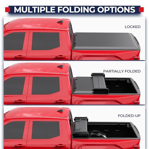 MOSTPLUS Quad Fold Hard Truck Bed Tonneau Cover Compatible with 2014-2025 Toyota Tundra Fleetside for Models with The Deckrail System 5.5 FT-4 Fold Aluminum Bed 66.7 inch