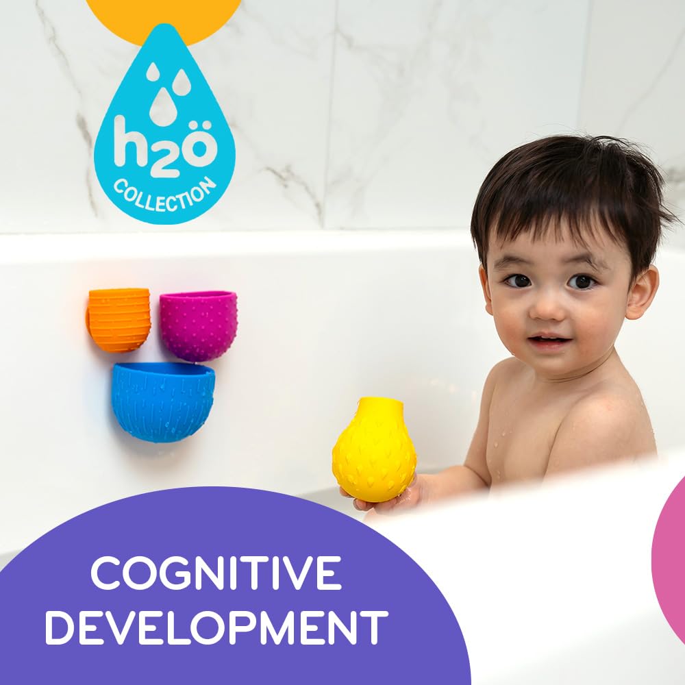 Mobi Oomplz Water Toys - Baby Stacking Cups for Toddlers, Bath Cups, Pool and Tub Toys, Water Play for Babies and Kids, Non Toxic Food Grade Silicone and BPA Free - for Toddlers Ages 1-3