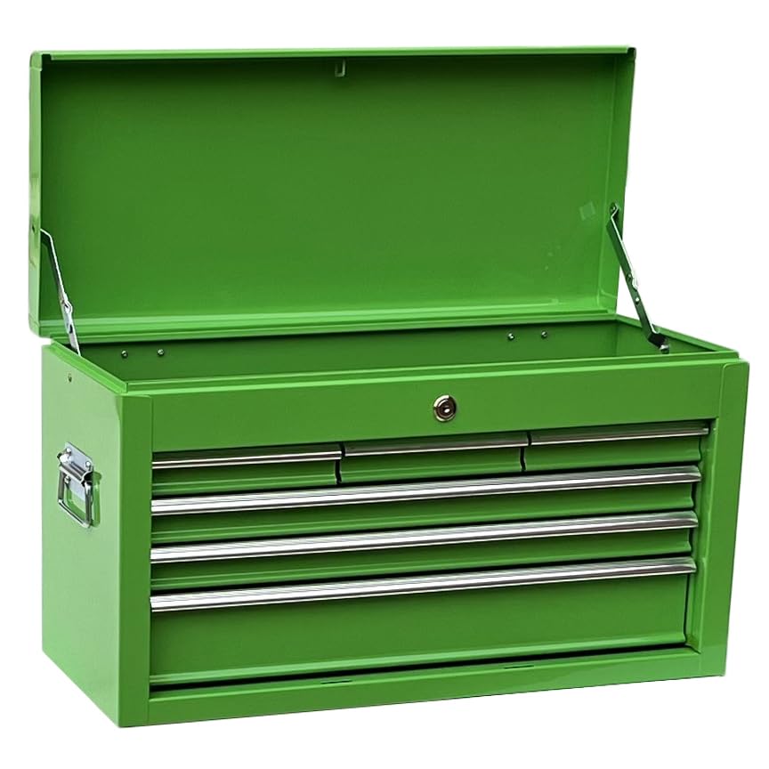Workington Portable Metal Tool Chest with 6 Drawers, 24" 6-Drawer Tool Chest Cabinet with Ball Bearing Drawer Slides, Steel Tool Storage Box Organizer 4005 Green