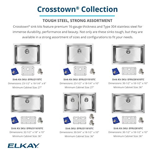 Elkay Crosstown 16 Gauge Stainless Steel 32-1/2" x 18" x 10" Single Bowl Undermount Sink Kit