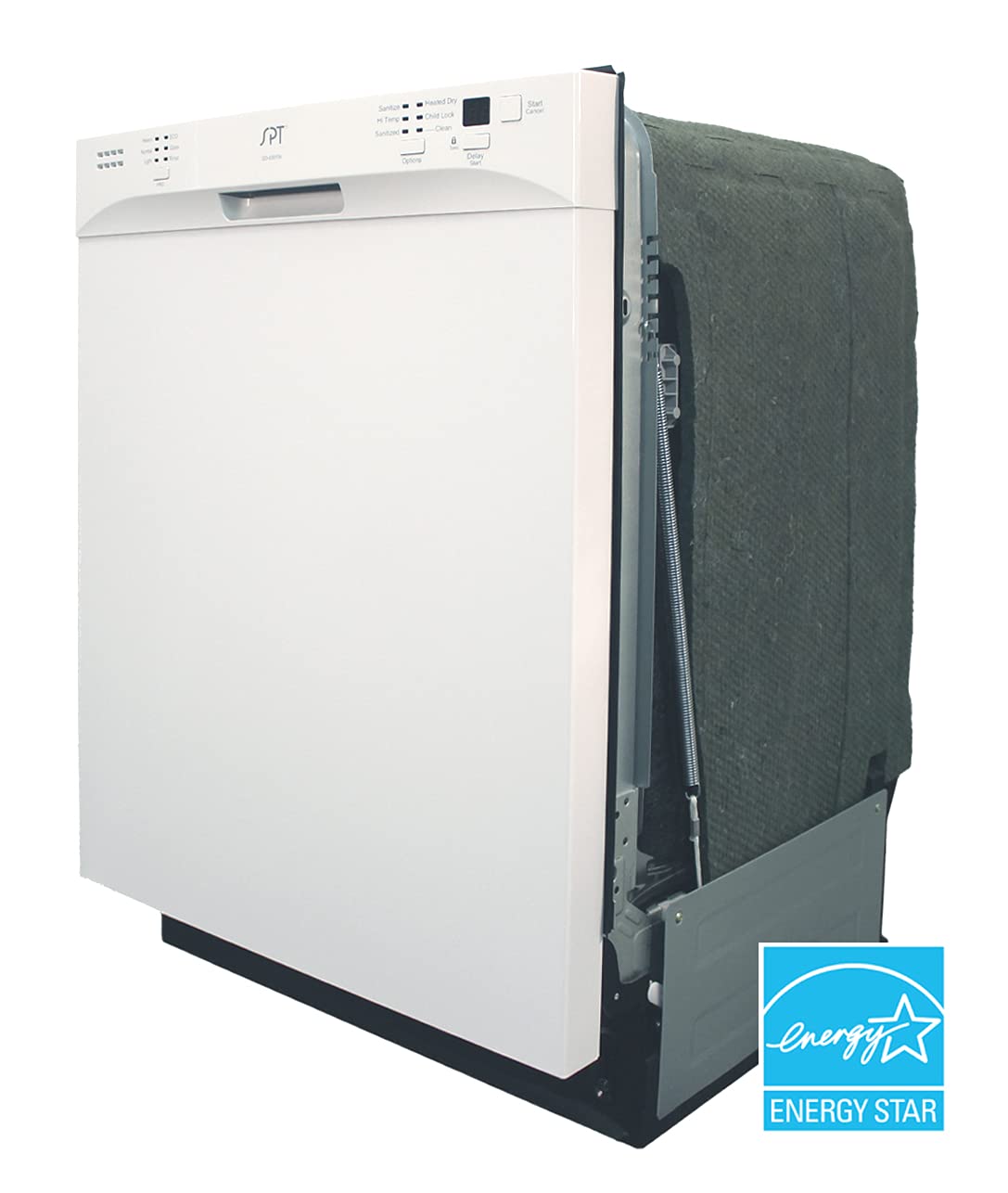 SPT SD-6501W 24″-wide Built-In Stainless Steel Tall Tub Dishwasher with ENERGY STAR, Heated Drying, 6 Wash Programs and 14 Plate Settings – White