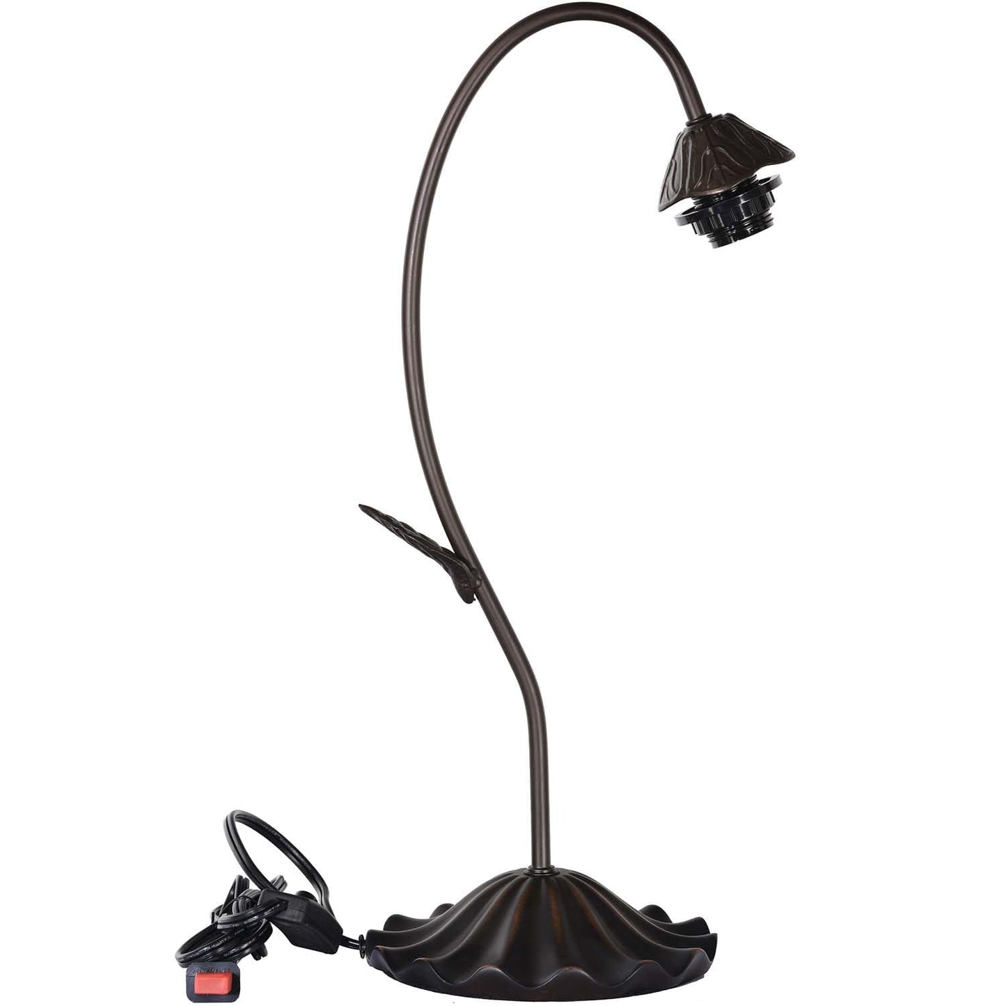 Bieye L12018 Flower Tiffany Style Stained Glass Table Lamp with 8-inch Wide Bent Glass Lampshade Lily Pad Base (Red, 1-Light)