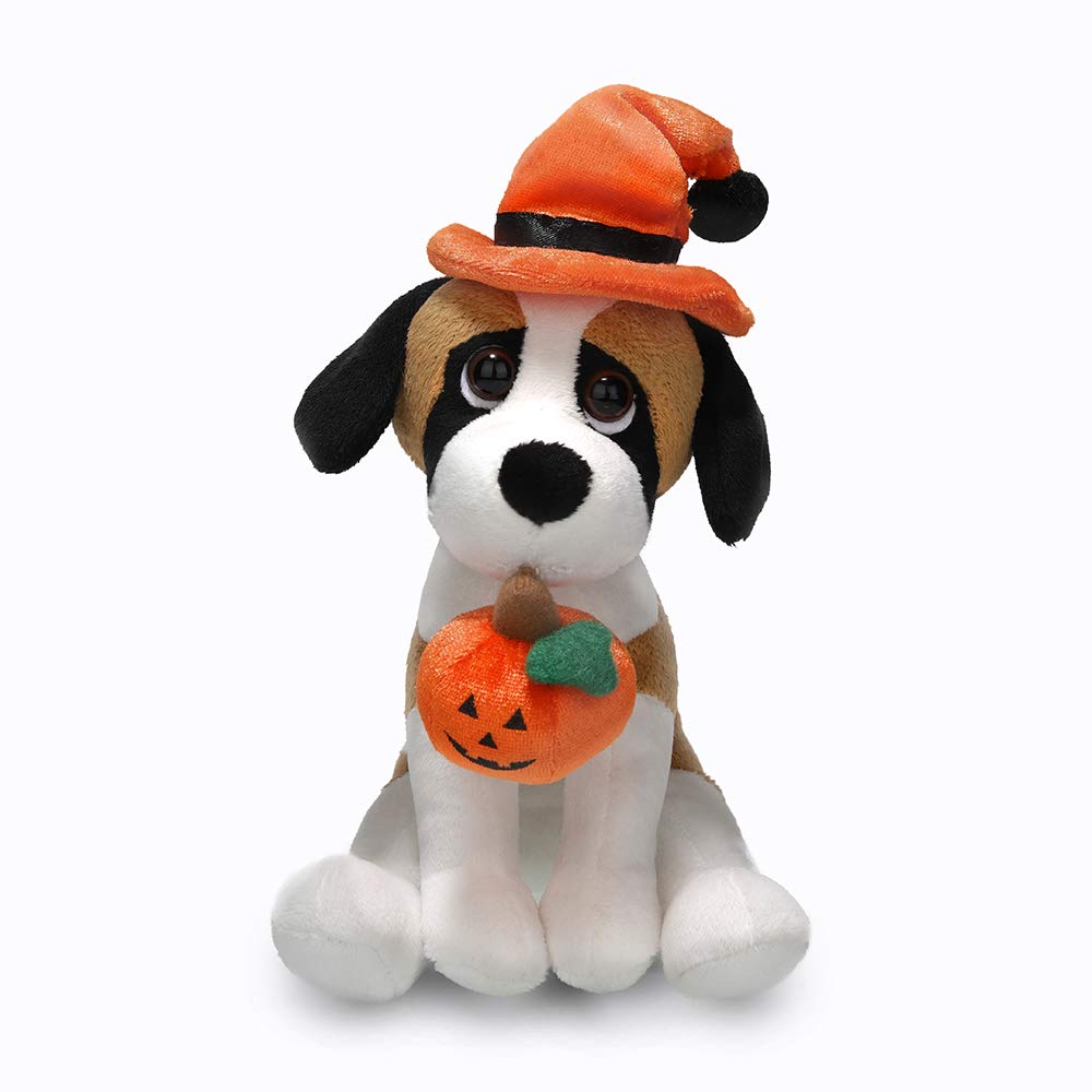 Plushland Halloween Pawpals 8 inches Puppy Dog Plush Stuffed Toy Comes with Hat and Jack O Lantern - Pumpkin for Kids on This Holiday (Halloween Dog Assortment)