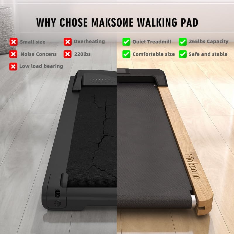 Maksone Under Desk Treadmill, Expert of Wooden Walking Pad, Walking Jogging Machine with Remote Control, Installation-Free