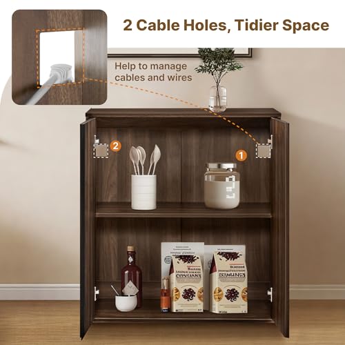 KISLOT 63" Sideboard Buffet Cabinet with Storage Modular Accent Display Kitchen Storage Cabinet Wood Coffee Bar Console for Living Room, Hallway, Kitchen, Dining Room,Walnut