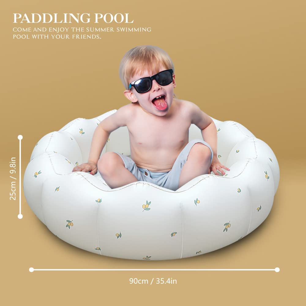 AirSwim Inflatable Baby Pool, Portable Paddling Baby Swimming Pool, Toddlers for Ages 0-3 Years Girls and Boys, Indoor& Outdoor, Garden and Backyard Summer Water Party, 35.4x9.8 in(White)