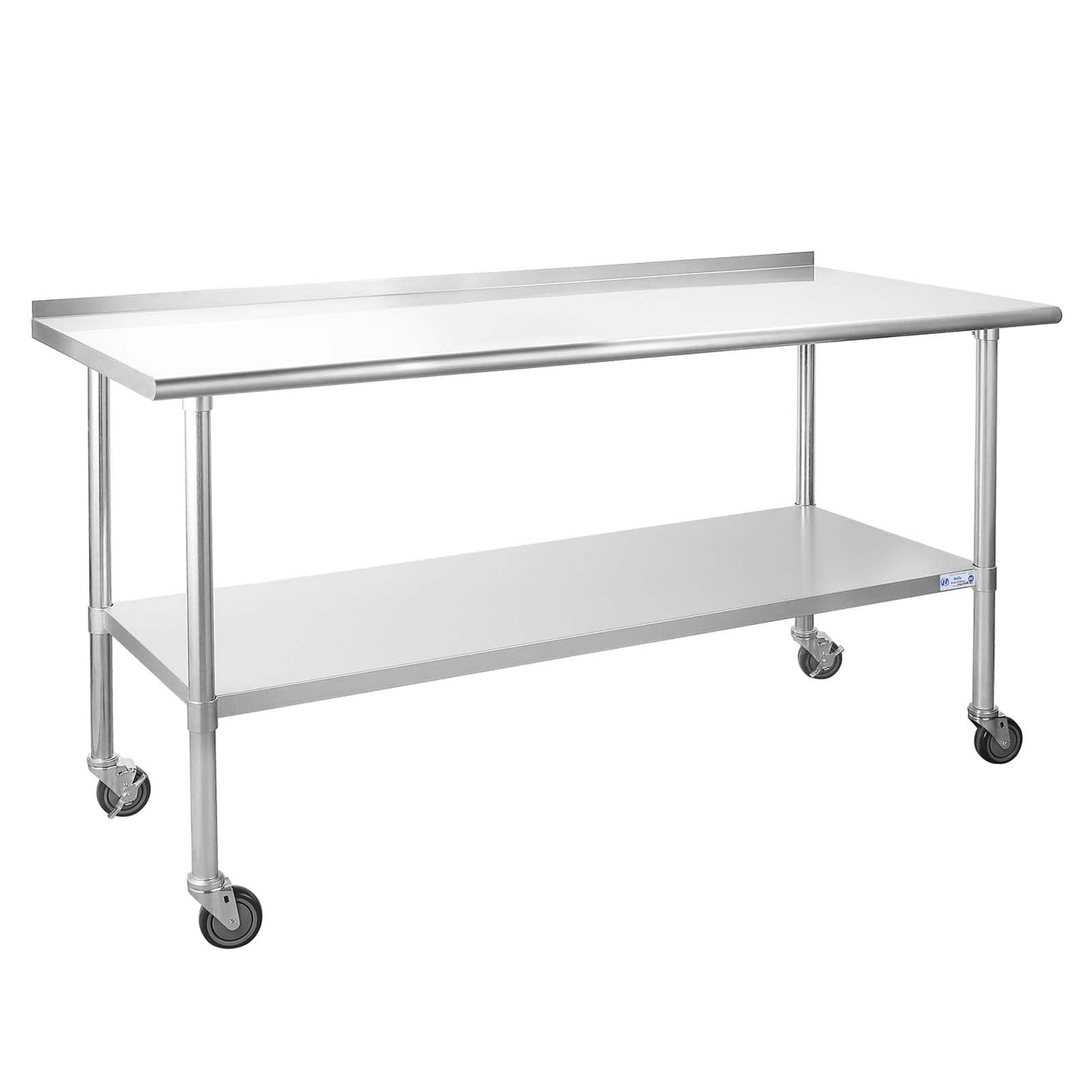 HALLY SINKS & TABLES H Stainless Steel Table for Prep & Work 24 x 72 Inches with Caster Wheels, NSF Commercial Heavy Duty Table with Undershelf and Backsplash for Restaurant, Home and Hotel