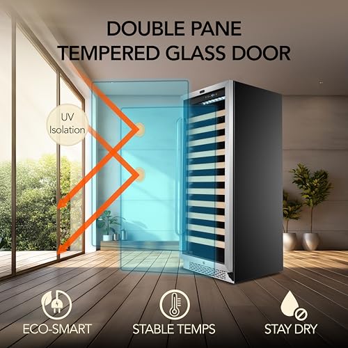 Whynter BWR-1002SD 100 Built-in or Freestanding Stainless Steel Compressor Large Capacity Wine Refrigerator Rack for Open Bottles and LED Display, Black