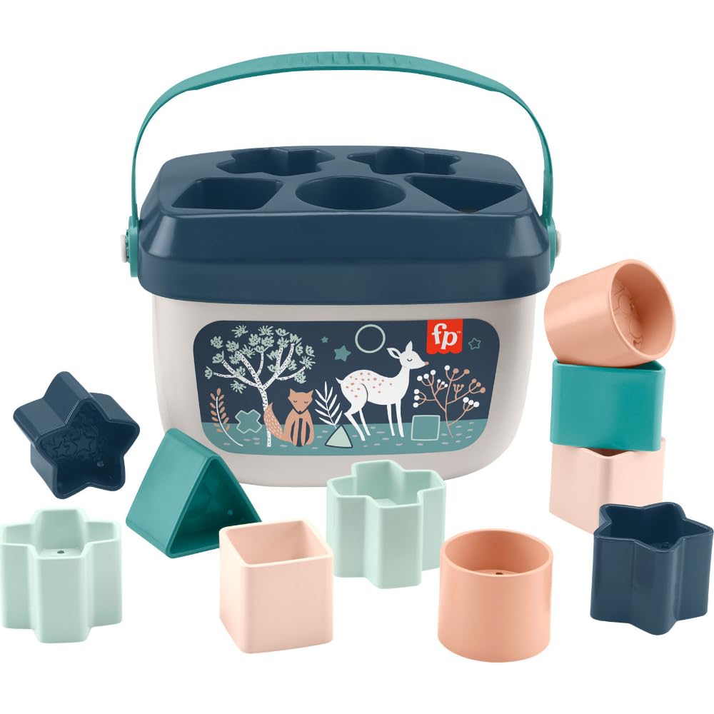 Fisher-Price Baby's First Blocks – Navy Fawn, Set of 10 Blocks for Stacking and Sorting Play for Infants Ages 6 Months and Older (Amazon Exclusive)
