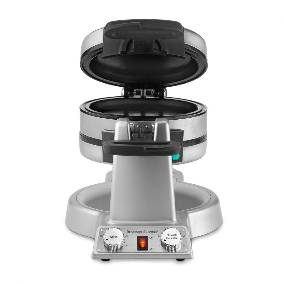 Cuisinart Breakfast Express Flip Waffle and Omelet Maker, One Side Waffle Maker and One Side Egg and Omelet Maker, 1 Inch Belgian Waffles, Nonstick, Dual Browning Controls, Stainless Steel, WAF-B50