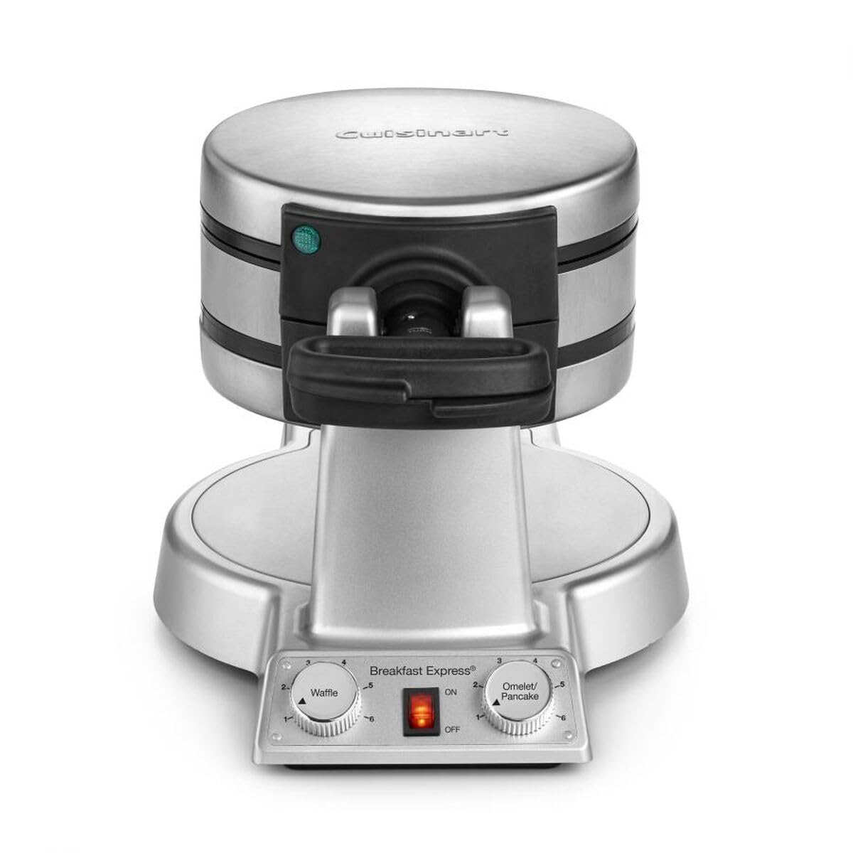 Cuisinart Breakfast Express Flip Waffle and Omelet Maker, One Side Waffle Maker and One Side Egg and Omelet Maker, 1 Inch Belgian Waffles, Nonstick, Dual Browning Controls, Stainless Steel, WAF-B50