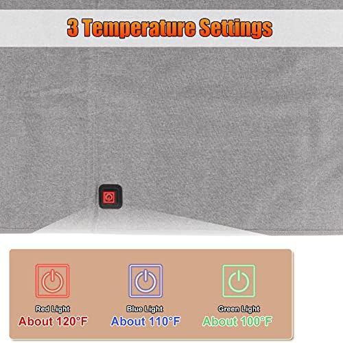 WOOLALA USB Heated Seat Cushion for Office Chair, Large Heating Area Heated Seat Cover Therapy Heating Pad for Back, Lumbar, Hip, Thigh with 3 Temperatures Levels, 17In * 35.5In