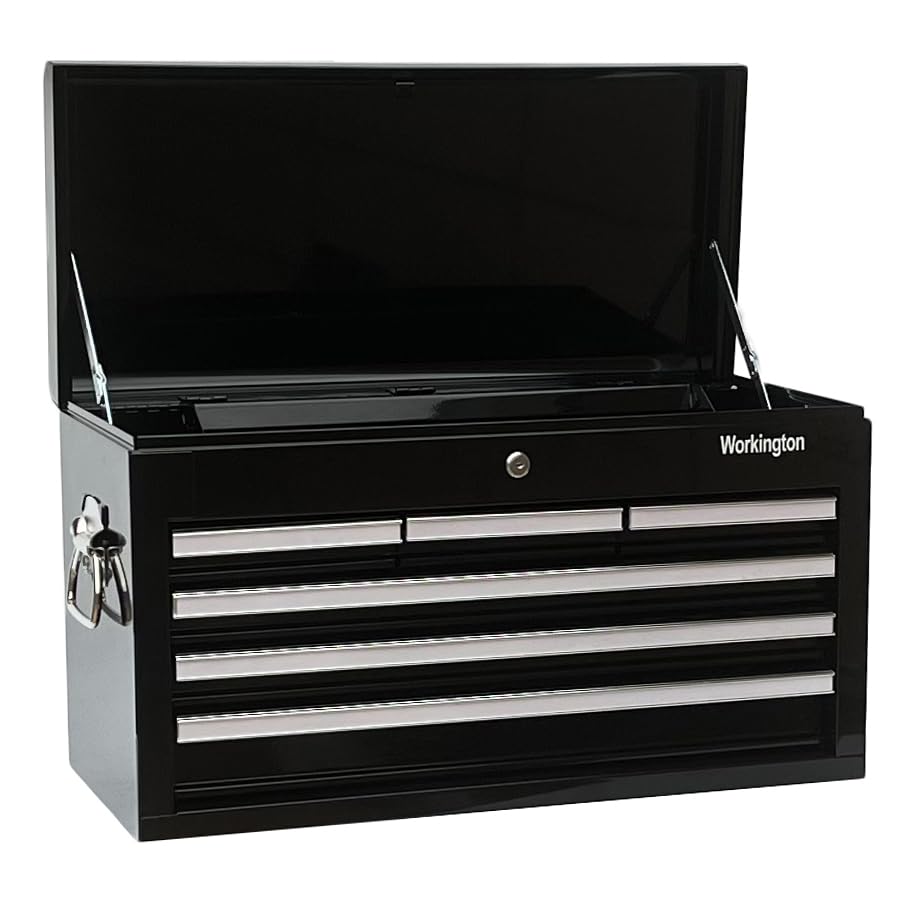 Workington Professional Industrial Portable Metal Tool Chest with 6 Drawers, 26" 6-Drawer Tool Chest Cabinet with Ball Bearing Drawer Slides, Steel Tool Storage Box Organizer 4015 Black