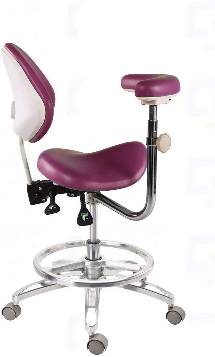 BoNew Dental Deluxe Mobile Saddle Chair PU Leather Assistant Doctor Stools Black