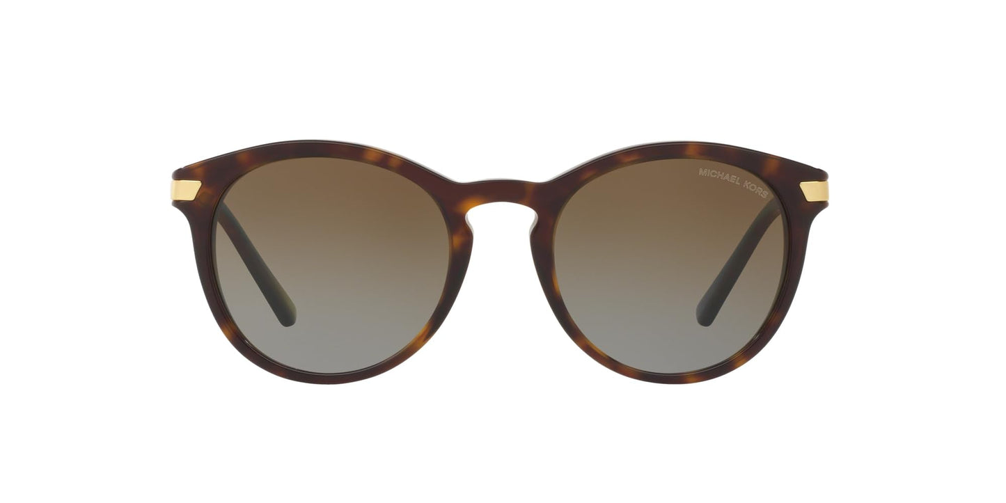 Michael Kors MK2023 Adrianna III Round Sunglasses, Dark Tortoise/Brown Gradient Polarized, 53 mm
