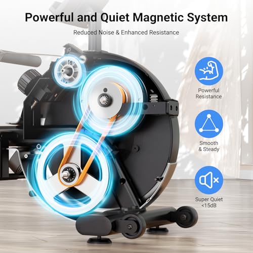 Dripex Rowing Machines for Home Use, Rowing Machine Magnetic Rower, Max 360 LBS, 16 Levels of Workout Resistance, Dual Slide Rail, Bluetooth App Compatible, LCD Monitor, Row Machine for Gym Exercise