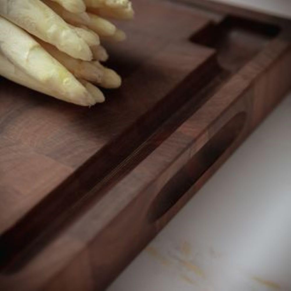 Zassenhaus Walnut End Grain Chopping Block Cutting Board With Juice Groove & Integrated Handles 21" x 12" x 1.6" - Wood Cutting Board
