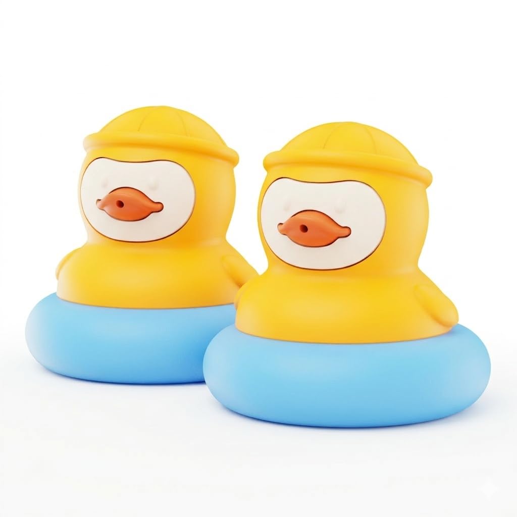 2-Pack Duck Baby Teething Toys, Detachable Silicone Infant Teethers & Bath Toys, Floating Water Sensory Toys for Babies 3+ Months, Food Grade BPA-Free Chew Toys for Bathtub & Pool, Ideal Baby Gift