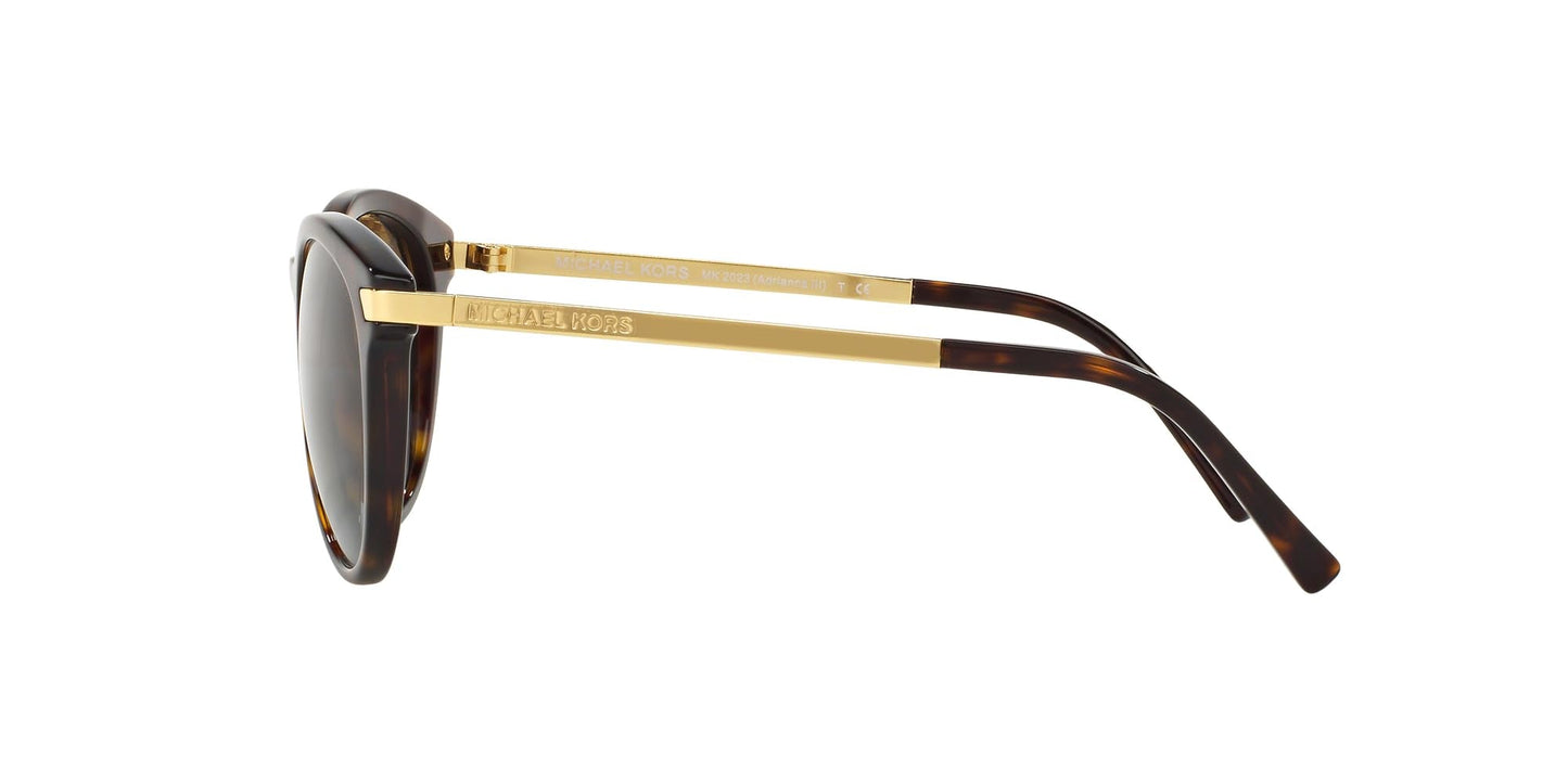 Michael Kors MK2023 Adrianna III Round Sunglasses, Dark Tortoise/Brown Gradient Polarized, 53 mm