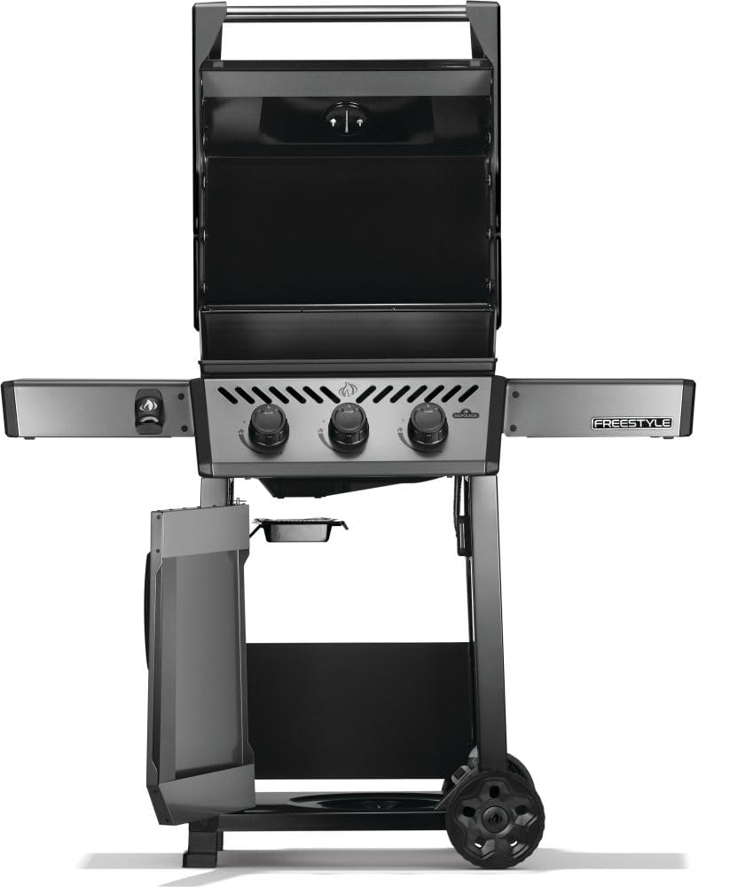 Napoleon Freestyle 365 Propane Gas Outdoor Grill, Graphite Grey – 3-Burner BBQ with Stainless Steel Cooking Grates
