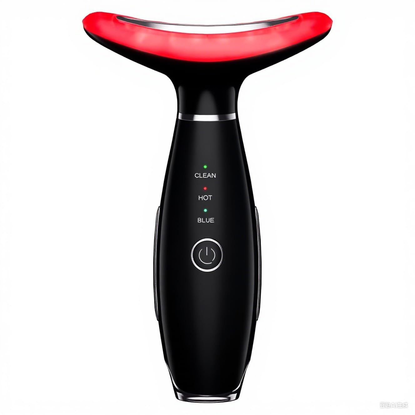Red-Light-Therapy-for-Face and Neck, 7 Color Light Based Facial Massager, Portable Skin Care Tool（Black