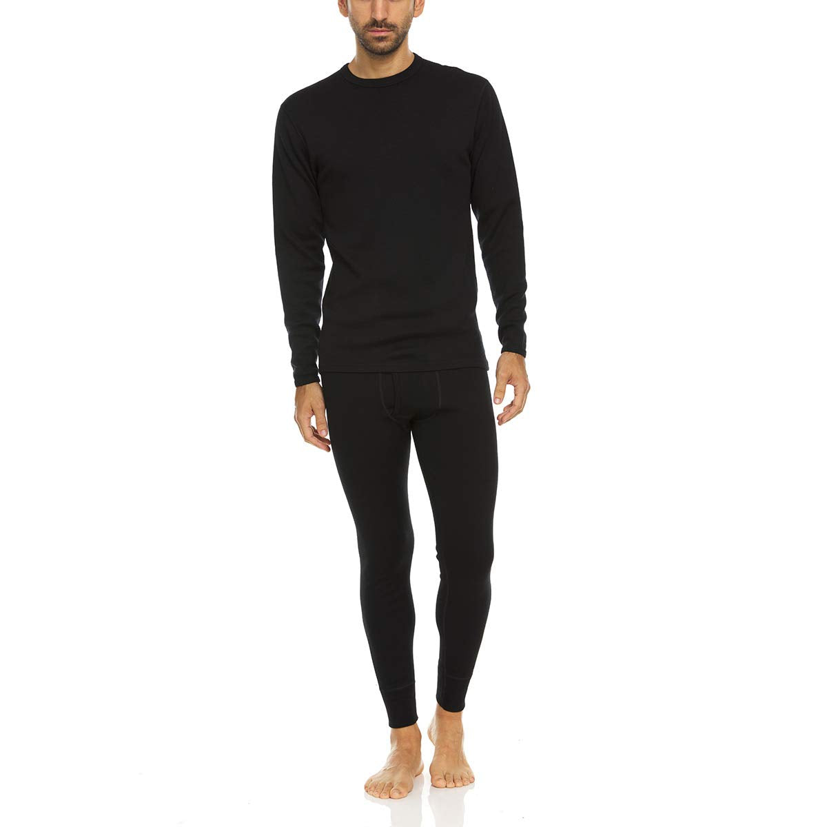 100% Merino Wool Expedition Weight Mens Bottoms - Heavy Weight Base Layer Pants - Extreme Cold Weather Gear - Black - Large