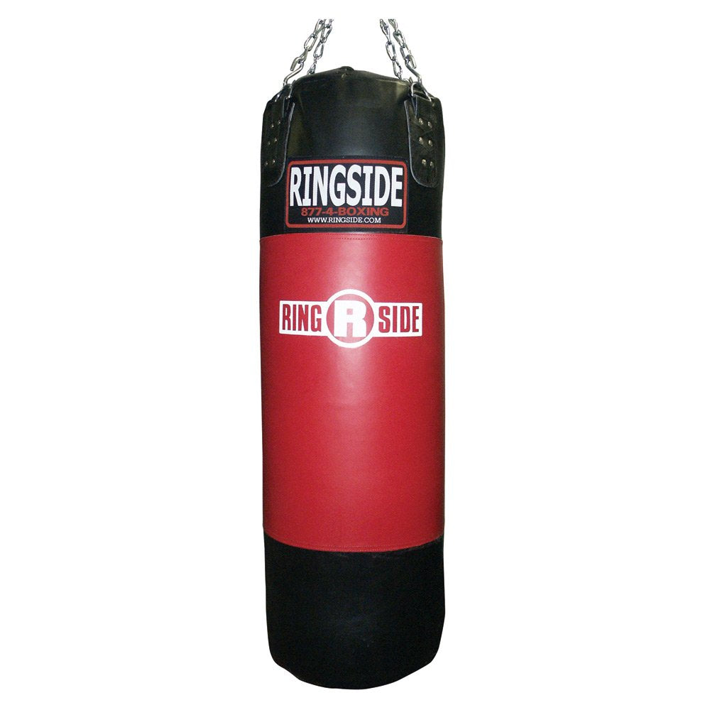 Ringside Leather Boxing Punching Heavy Bag (Soft Filled) , Red / Black, 200-Pound
